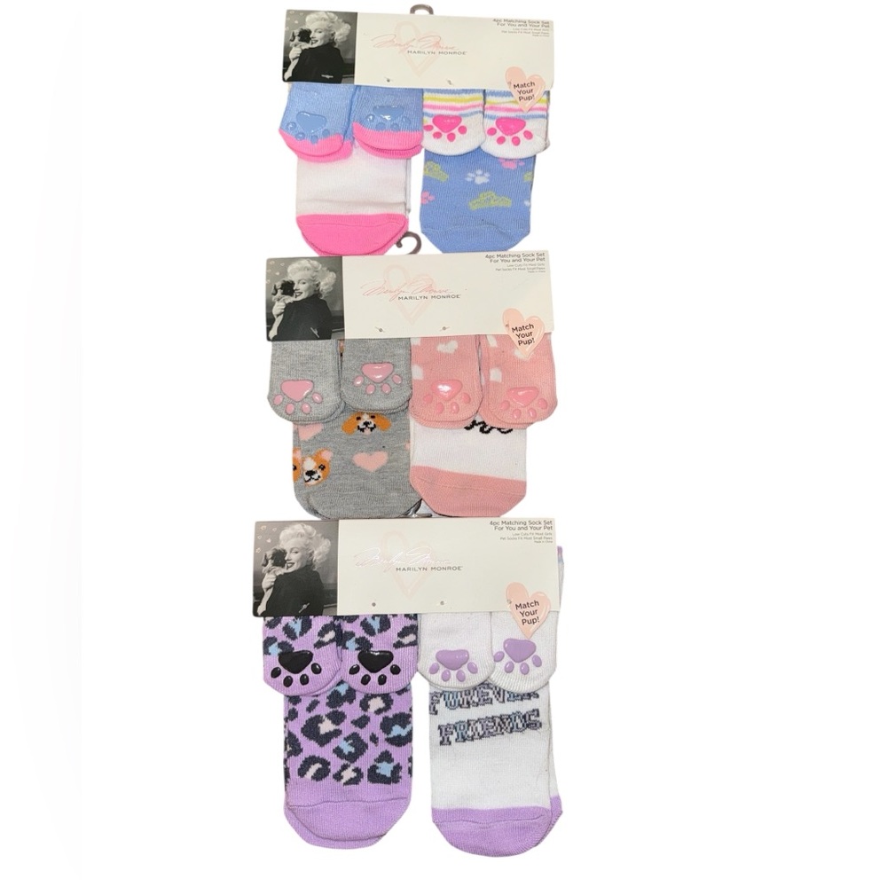 Marilyn Monroe Matching Pet and Owner Socks (small pet) 3 sets of 2 each new nwt